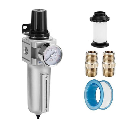 NANPU Industrial Grade Heavy Duty Particulate Filter & Air Regulator, Metal Bowl, Suitable for Paint Spray (3/4" NPT, Manual Drain)