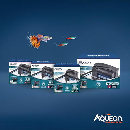 Aqueon SmartClean Power Filter with EcoRenew Filter Cartridge, Quick and Easy Water Changes, Quiet Operation, Adjustable Flow, for 10-20 Gallon Freshwater and Saltwater Aquariums, Medium