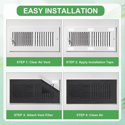 2 Rolls of Vent Filters Kit 100'' x 40'' Electrostatic Media 200" Installation Tape Versatile Customizable Vent Filter for Home Ac and Heating(Black)