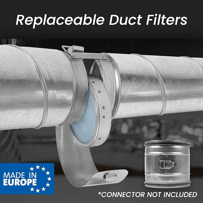 6" Inch Filter Replacement - Round Duct Filter System - G4 Class Filter and Mesh Screen - Dust Collection and Air Purification