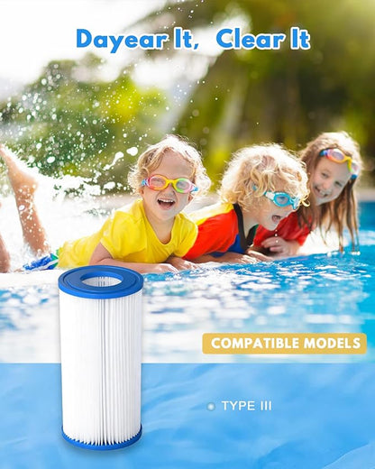 Pool Filter Cartridge for Type A or C,2 Pack Compatible with 29000E/59900E Aboveground Pools,Type A/C Reusable Swimming Filter for 1000/1500/530 GPH Filter Pump