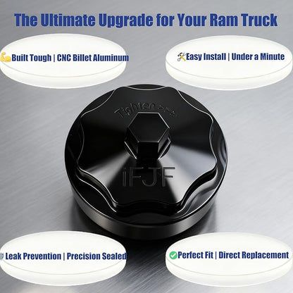 iFJF 68065612AA Fuel Filter Housing Cover Cap Replacement for 2011-2024 Ram 6.7L 2500 3500 4500 5500 2010 DODGE RAM 2500 3500 PICKUP DODGE RAM 4000-5000 Cummins Diesel Engine Billet Aluminum(Black)