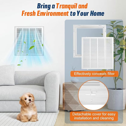 Fancat Return Air Filter Grille for 20x20 Ducts, Steel Air Vent Cover with Removable Door for 1" Filters | Fits Sidewall & Ceiling | Outer Size: 22 5/8" W x 22 5/8" H