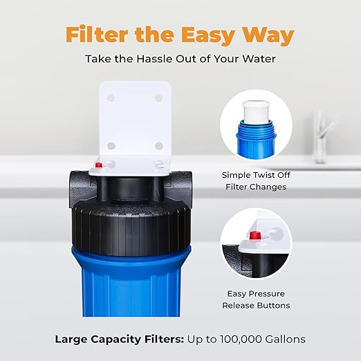 Rotek Water Systems Whole House Water Filtration System | 2-Stage Water Filter System | SED & KDF | Clean Drinking Water | Sediment & KDF Filter | Heavy Metal Reduction | 10 Inch