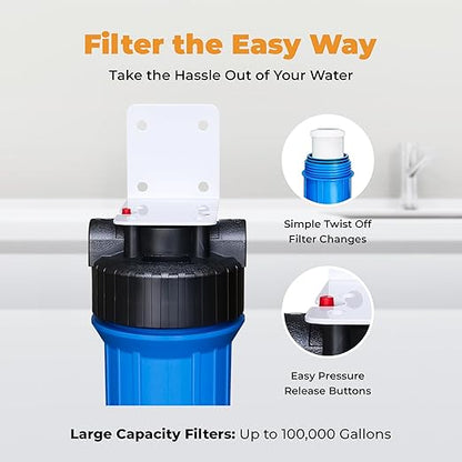 Rotek Water Systems Whole House Water Filtration System | 2-Stage Water Filter System | SED & KDF | Clean Drinking Water | Sediment & KDF Filter | Heavy Metal Reduction | 10 Inch