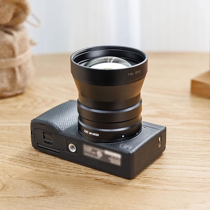 JJC AR-GR3X Lens Filter Adapter for Ricoh GR IIIx GR IIIx HDF GR3x GR3x HDF Digital Camera with GT-2 Tele Conversion Lens Replaces Ricoh GA-2 Lens Adapter, Compatible with 49mm Filter