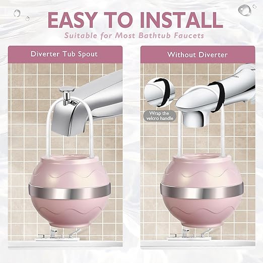 Bath Filter for Tub Faucet - 10 Stages Bath Water Filter 2,500 Gallons, Removes Contaminants & pH Balancer, Improved Skin, Hair, and Nail Condition - BPA-Free & Easy Install (Pink)