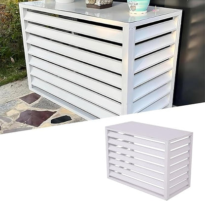Split Air Conditioner Fence Privacy Screen 4 Panel, Aluminum Air Conditioner and Heat Pump Cover, Trash can Enclosure, Outdoor Flower Stand (White 110x60x80cm/43x24x31.5in)