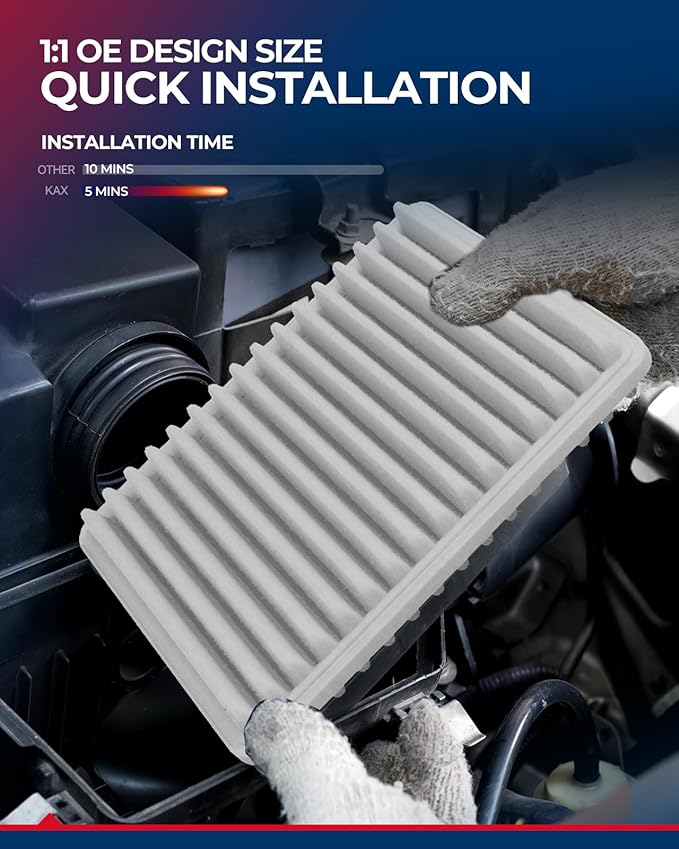 KAX Engine Air Filter, CA10495 Replacement for Mazda MX-5 Miata 2006 2007 2008 2009 2010 2011 2012 2013 2014 2015, Advanced Air Filter Media, Increased Acceleration