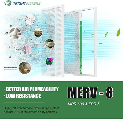 16x25x1 Air Filter 4 Pack, MERV 8 Pleated Dust Defense Air Filters Replacement Air Conditioner HVAC AC Furnace Filter, Durable and Lightweight