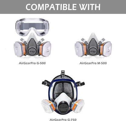 AirGearPro C-500 Filters for Reusable Respirator Mask | Anti-Dust Respirator filters Ideal for Painting, Woodworking, Construction, Sanding, Spraying, Chemicals, DIY etc