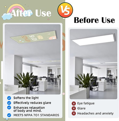 Fluorescent Light Covers - Classroom Covers for Ceiling Lights, 1 PCS 4 x 2 Feet Magnetic Light Filters, Classroom, Office Decor (Mistakes Help us Grow)