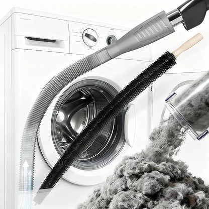 Dryer Vent Cleaner Kit - Universal Vacuum Hose Attachment & Lint Brush, Effectively Clean Clogged Dryer Ducts, Fit Most Vacuums for Dryer, Refrigerator Coils & Behind Appliances (Gray)