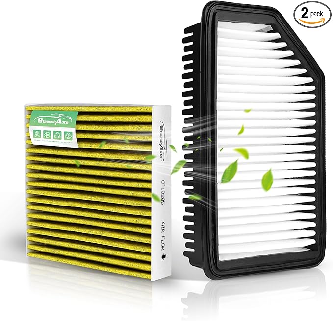 Engine and Cabin Air Filter Combo for Kia Soul 2019 2018 2017 2016 2015 2014 L4 1.6L 2.0L Engine Air Filter Car Replacement Set #CF12002 CA11206 C38208 97133-B2000 28113-1R100 Car Accessorie - 2 Pack