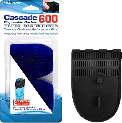 Penn-Plax Cascade 600 Filter Replacement Carbon Cartridges (2 Pack) – Provides Chemical Filtration for Freshwater and Saltwater Aquariums