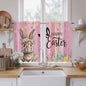 Easter Kitchen Curtains, Spring Rabbit Eggs Flowers Flags Leaves Wood Grain Light Filtering Window Curtain Panels, 2Pcs Rod Pocket Window Treatments Set for Study Room Bathroom Bedroom 52x54 Inches