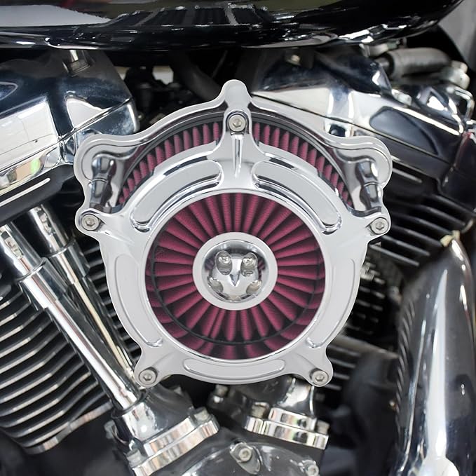 HDBUBALUS Motorcycle CNC Spike Air Cleaner Air Filter Intake System Filter (D-For M8 Touring 17-23,Trike 17-25,Softail 18-24)