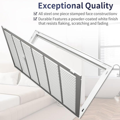 30"W x 14"H [Duct Opening Size] Steel Return Air Filter Grille - Removable Face/Door for 1 inch Filters -HVAC Vent Cover Grill - White [Outer Dimensions: 32 5/8"W X 16 5/8"H]