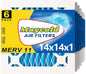 Maycold 14x14x1 MERV 11 Furnace Air Filter (6-Pack), High-Performance HVAC AC Filters for Home Use, Actual Size: 13.70” x 13.70” x 0.75”, Individually Wrapped in Plastic