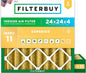 Filterbuy 24x24x4 Air Filter MERV 11 Superior Pet & Allergy Defense (2-Pack), Electrostatic Pleated HVAC AC Furnace Filters Replacement, Made in USA (Actual Size: 23.38 x 23.38 x 3.63)