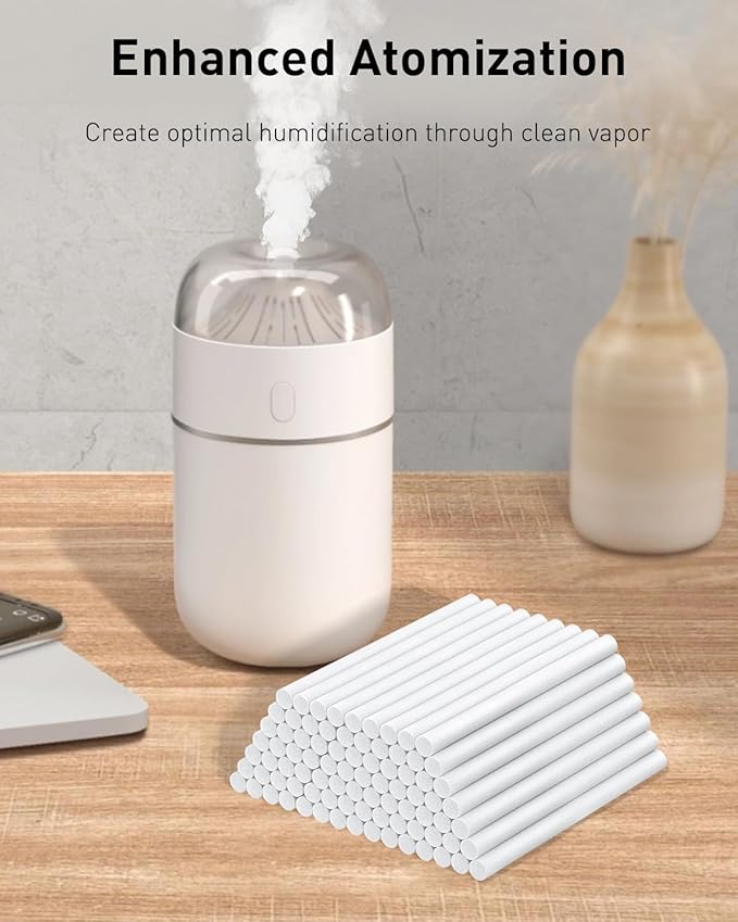 Pawfly 80 Pcs Humidifier Sticks, 4 Inch Mini Humidifier Filter Replacement Wicks, Humidification Equipment Cotton Refill Rods, Small Portable USB Humidifier Sticks, Air Diffuser Pure Wicks