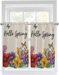 Spring Flowers Tier Curtains 45 Inches Long, Farmhouse Vintage Country Colorful Floral Window Treatment Curtain Drapes, Window Half Privacy Curtains for Bedroom Bathroom, 42"x45", 2 Panels
