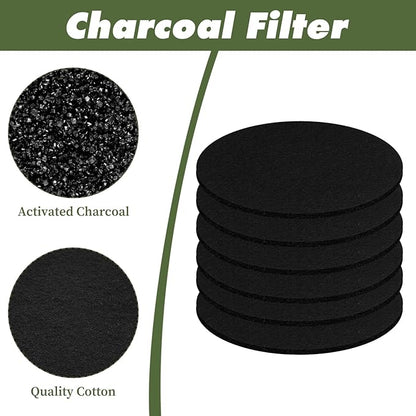 6 Pack Charcoal Filters for Compost Bucket, 7.25 inch Round Activated Carbon Replacement Filters for Kitchen Compost Bins Kitchen Composts Bin Charcoal Filter Replacements
