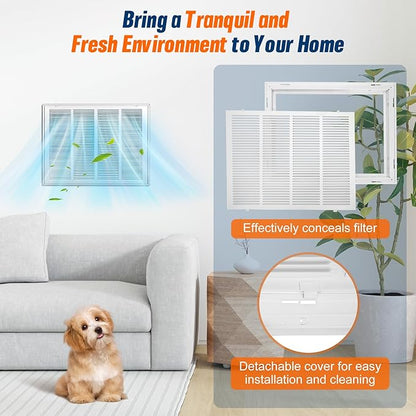 Fancat Return Air Filter Grille for 24x18 Ducts, Steel Air Vent Cover with Removable Door for 1" Filters | Fits Sidewall & Ceiling | Outer Size: 26 5/8" W x 20 5/8" H