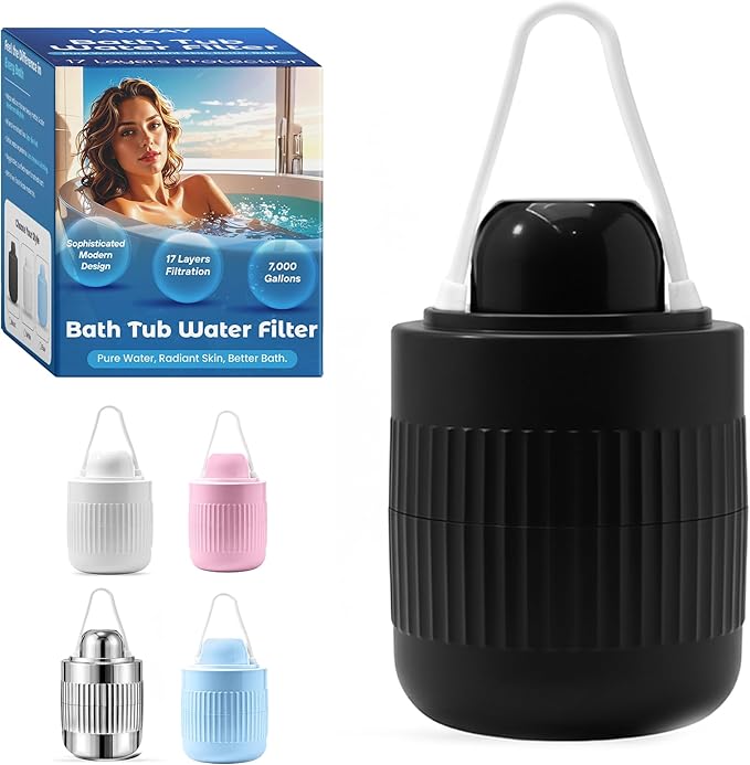 Engineered with an Advanced 17-STAGE System, This Bath Filter for Tub Includes Vitamin C & E + Minerals, Removes Chlorine & Softens Hair, Skin & Nails, 7000-Gallon Long-Life Cartridge | Patent Pending