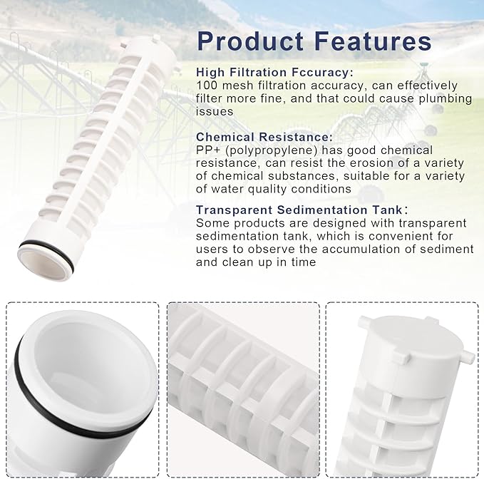 1-1/2" 100 Mesh Spin Down Sediment Replacement Water Filter Screen, Spin Down 1 1/2"-100 Sediment Filter Replacement for Rusco Vu Flow filter for Well Water Pump and Sprinkler Irrigation Filter System