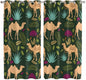 2 Panel Kitchen Cafe Curtains, Retro Desert Camel Sunlight Filtering Nature Air Through, Window Decor Tier Curtains for Living Room 80W x 63L inch Tropical Animal Aloe Vera Leaves Dark Green