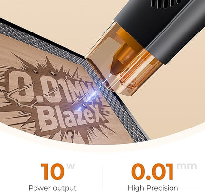 BlazeX M3 10W Laser Engraver Machine for Beginner, 0.01mm High Precision Laser Cutter and Engraver Machine for Wood Metal Glass Leather, with 360° Enclosure Honeycomb Engraving Materials, Class 1