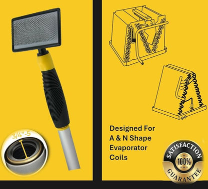 Coil Cleaning Fin Brush for AC Evaporator and Condenser Coils – HVAC Coil Cleaner | Stainless Steel Pins - Improve Efficiency, Prevent Ice Build-Up, Easy AC Maintenance