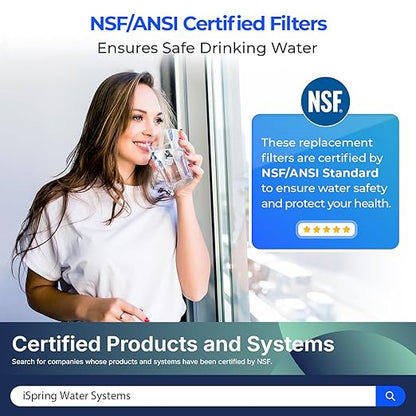 iSpring FT15 NSF Certified 5th Stage Inline Post Carbon Water Filter, Replacement Cartridge with 1/4" Quick Connect for Refrigerator, Ice Maker, RO Reverse Osmosis Water Filtration System