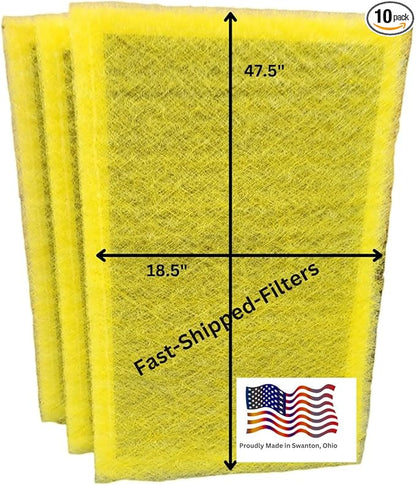 Fast-Shipped-Filters 10 Pack Replacement Filter Pads Compatible with MicroPower Guard One Hour Air Cleaner Refill Yellow (10, Yellow, 20x50)