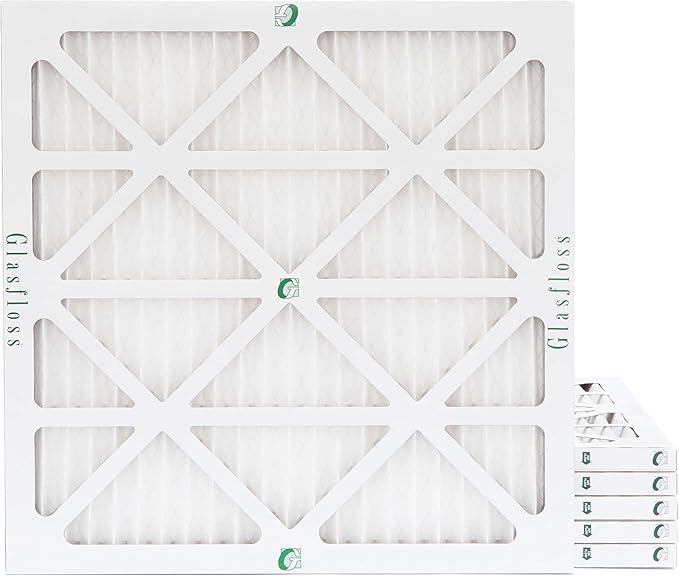 Glasfloss 22x22x1 MERV 10 (FPR 5-6) Pleated Air Filters Box of 6. Actual Size: 21-1/2 x 21-1/2 x 7/8