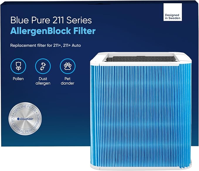 BLUEAIR Blue Pure 211+ Series AllergenBlock Filter, Genuine Replacement, Blueair Allergies, Pet Dander, Pollen, Dust, Blue Pure 211+ Series AllergenBlock Filter Fits Blueair 211+ and 211+ Auto