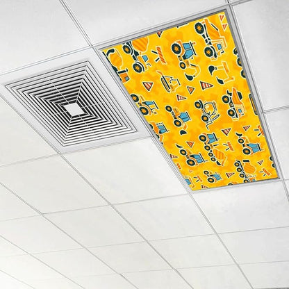 4 Pcs Fluorescent Light Covers for Ceiling Lights Construction Equipment Traffic Cones Yellow Decorative Magnets Light Filters for Office Home Classroom Must Haves 4’ x 2’