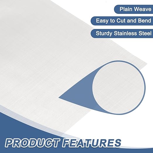 uxcell 350 Mesh 39" x 12" Woven Wire Mesh, 304 Stainless Steel Air Vent Filter Screen, Window Screen Mesh for DIY Projects Vents Cover Filtration Animals Fence