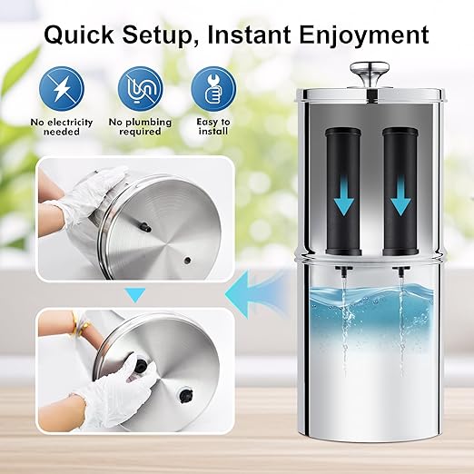 IceJoy 0.01μm Ultra-Filtration Carbon Rod Filters (2 Pack) – Replacement for Gravity Water Filter Systems, Reduce Fluoride & Chlorine, NSF/ANSI 42 Certification