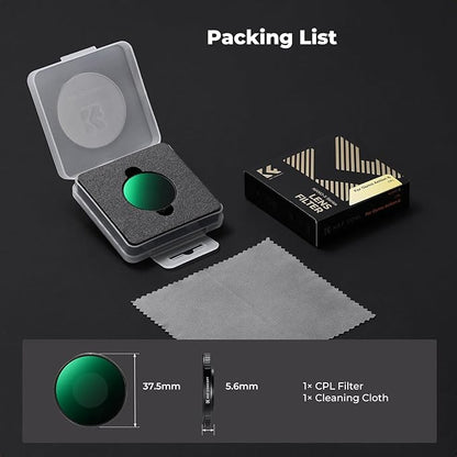 K&F CONCEPT Screw On Fit CPL Filter for DJI Osmo Action 6, Circular Polarizers Filters, Top Optical Glass with Multi-Coated Anti-Glare Reduce Reflections Action Camera Accessories