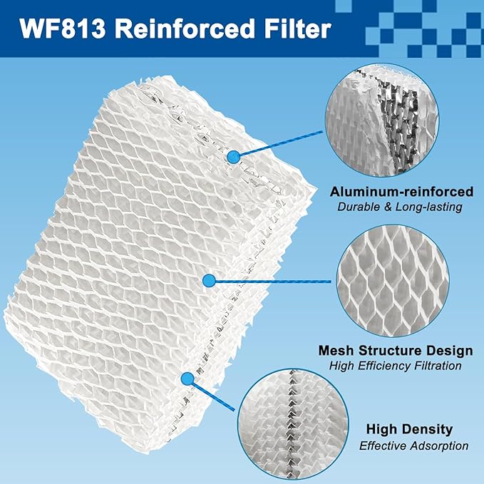 4 Pack WF813 Humidifier Filter Replacement, Upgraded Humidifier Wick Filter for ReliOn RCM-832 RCM-832N, for ProCare PCWF-813 PCCM-840, for Equate EQWF813 EQ 2119-UL Cool Mist Humidifier Filters