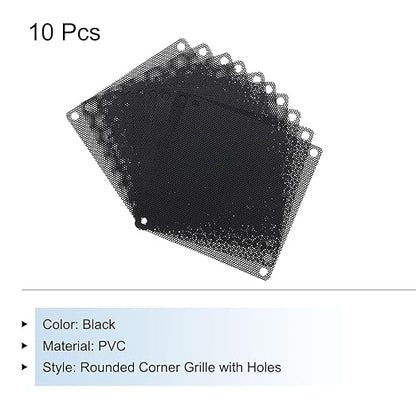 MECCANIXITY 10PCS PC Dust Filter, 90mmx90mm PVC Computer Case Cooler Dustproof Mesh Cover Fan Grills for Computer Chassis Speaker, Black