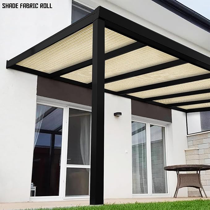 TANG Sun Shade Fabric Roll 8'x3' Shade Cloth for Garden Beige HDPE Mesh Shading Pergola Cover Replacement Canopy, 95% Blockage Sunshades for Outdoor Patio Backyard Plant