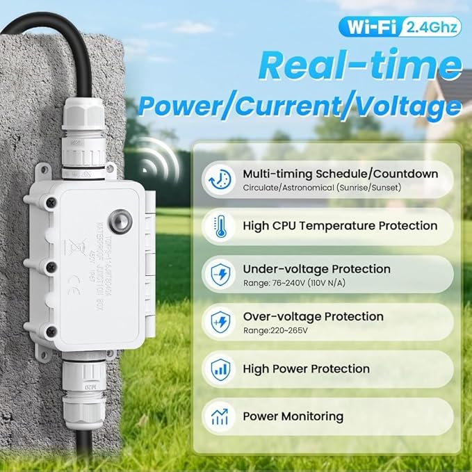 16A Outdoor Waterproof Control Pool Filters Garden Pumps - Voice Activated & Real-Time Monitoring