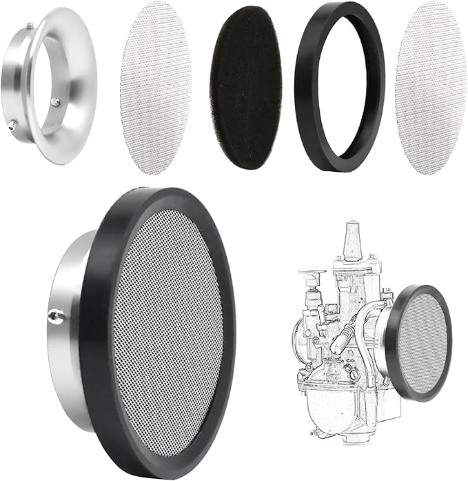 Carburetor Carb Velocity Stack Air Filter Cleaner Modified Trumpet Aluminum Alloy with Sponge Filter Steel Mesh for PWK 21-30mm Short Fast Intake Suggest for Small Displacement (Silver, 50mm)
