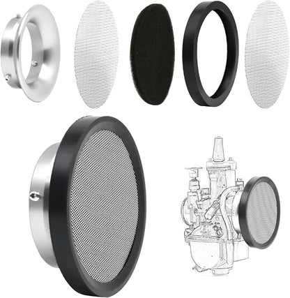 Carburetor Carb Velocity Stack Air Filter Cleaner Modified Trumpet Aluminum Alloy with Sponge Filter Steel Mesh for PWK 21-30mm Short Fast Intake Suggest for Small Displacement (Silver, 50mm)