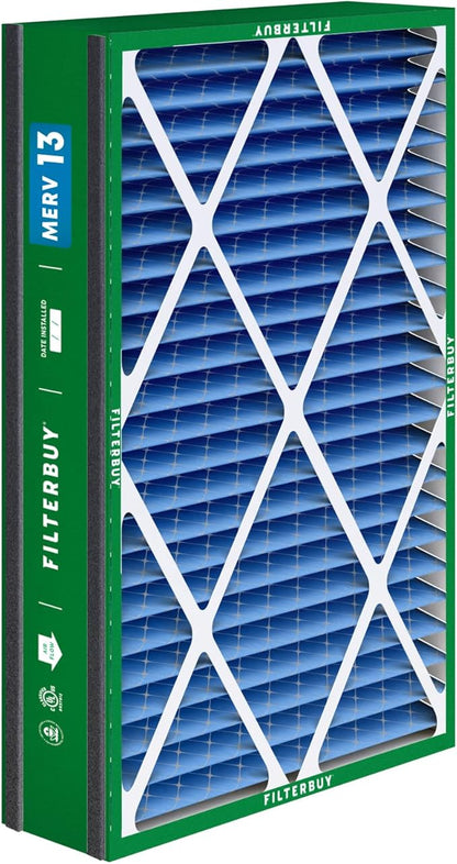 Filterbuy 16x25x5 Air Filter MERV 13 Optimal Smoke & Allergy Defense (4-Pack), Electrostatic Pleated HVAC AC Furnace Filters for Trion Air Bear 255649-105 and More (Actual Size: 15.63 x 24.13 x 4.88)