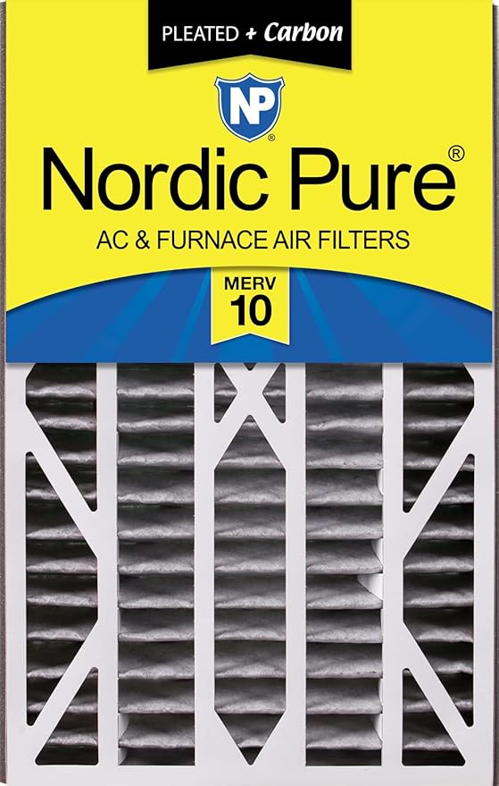 Nordic Pure 16x25x3 (Actual Size: 15 13/16 x 24 5/16 x 3) MERV 10 Plus Carbon Trion Air Bear Cub Replacement Air Filter 1 Pack