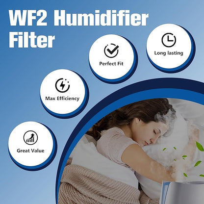 Funmit WF2 Humidifier Filter Replacement for Vicks Kaz Humidifier Starry Night Cool Mist V3500N V3700 V3100 V3900 Sunbeam 1118 1119 Honeywell HCM-300T HCM-350 WA-8D Enviracaire ECM-500 4 Pack